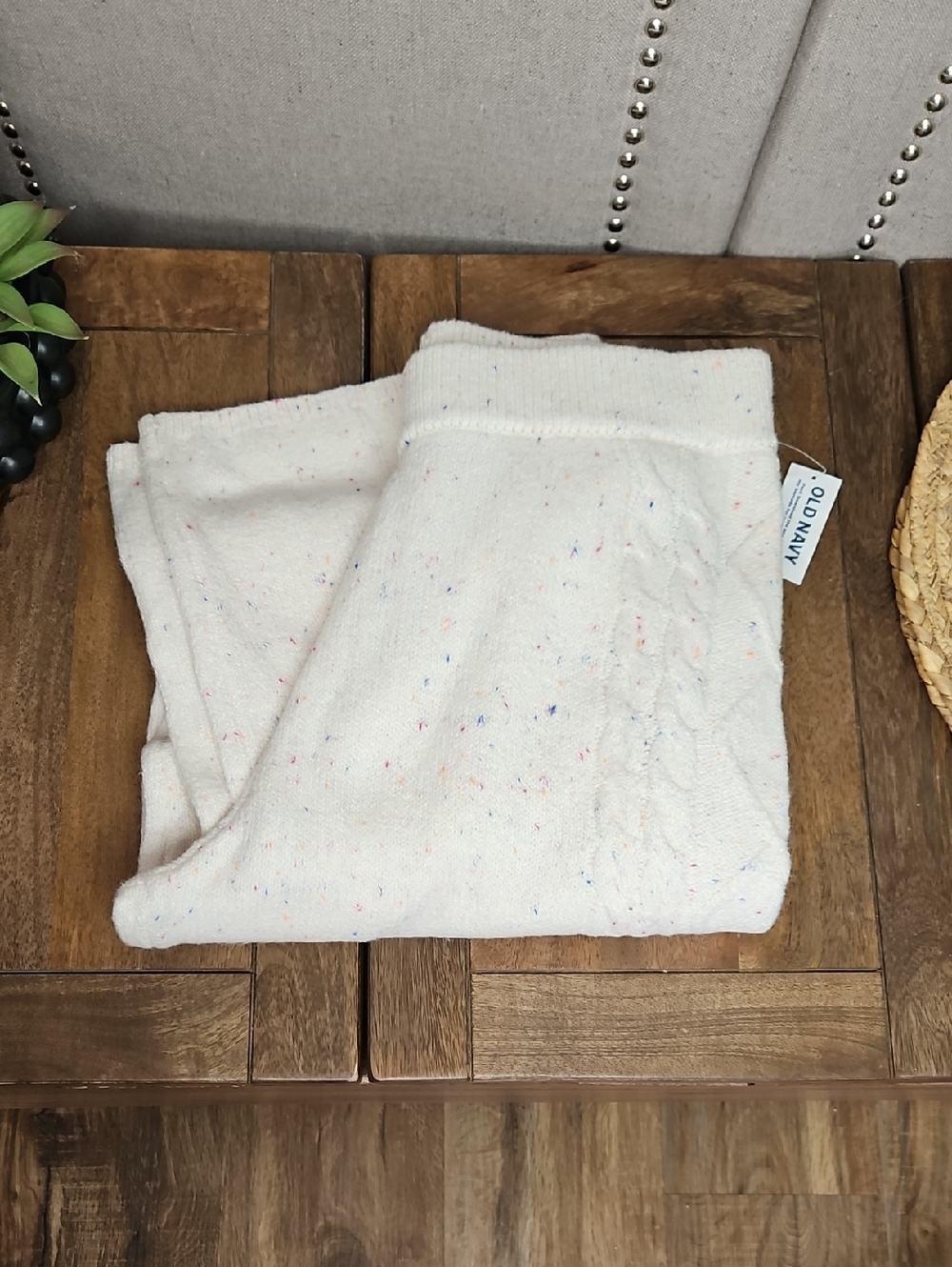 Old Navy SoSoft Speckled Cabelled Knit Lounge Pants Ivory - Picture 9 of 10